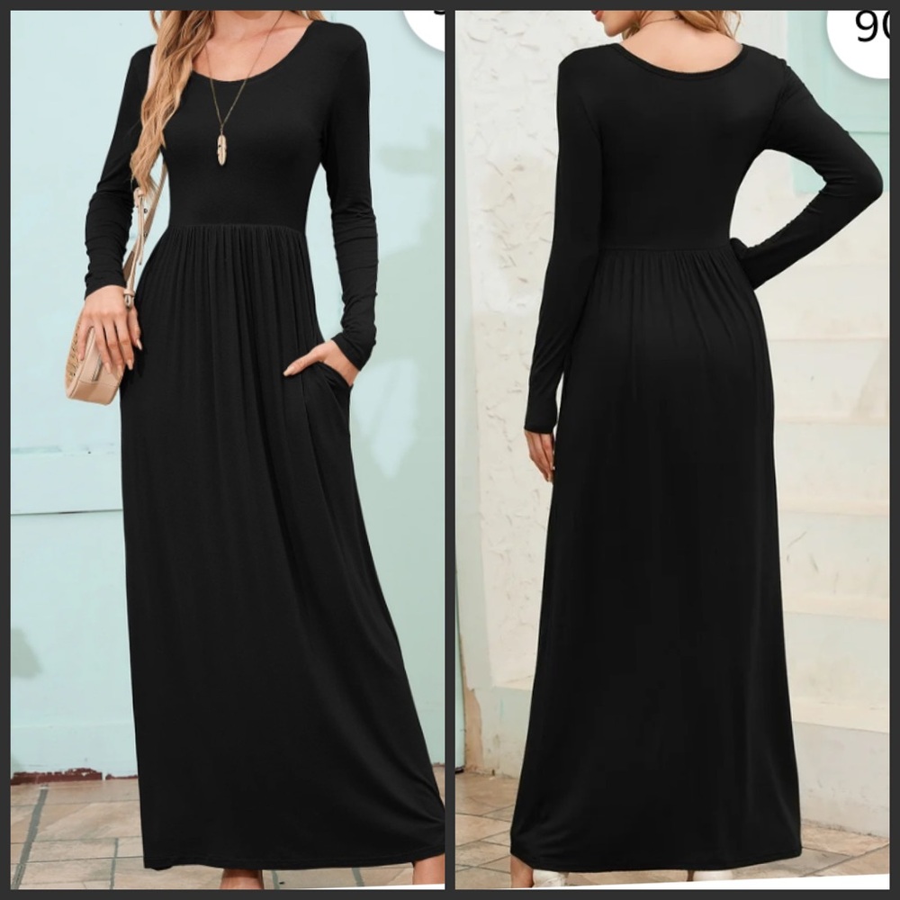 Chic Black Long Sleeve Maxi Dress